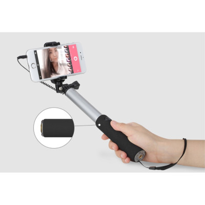 Марки ROCK Луксозен селфи стик selfie stick оригинален ROCK с огледало сив графит / titanium gray 